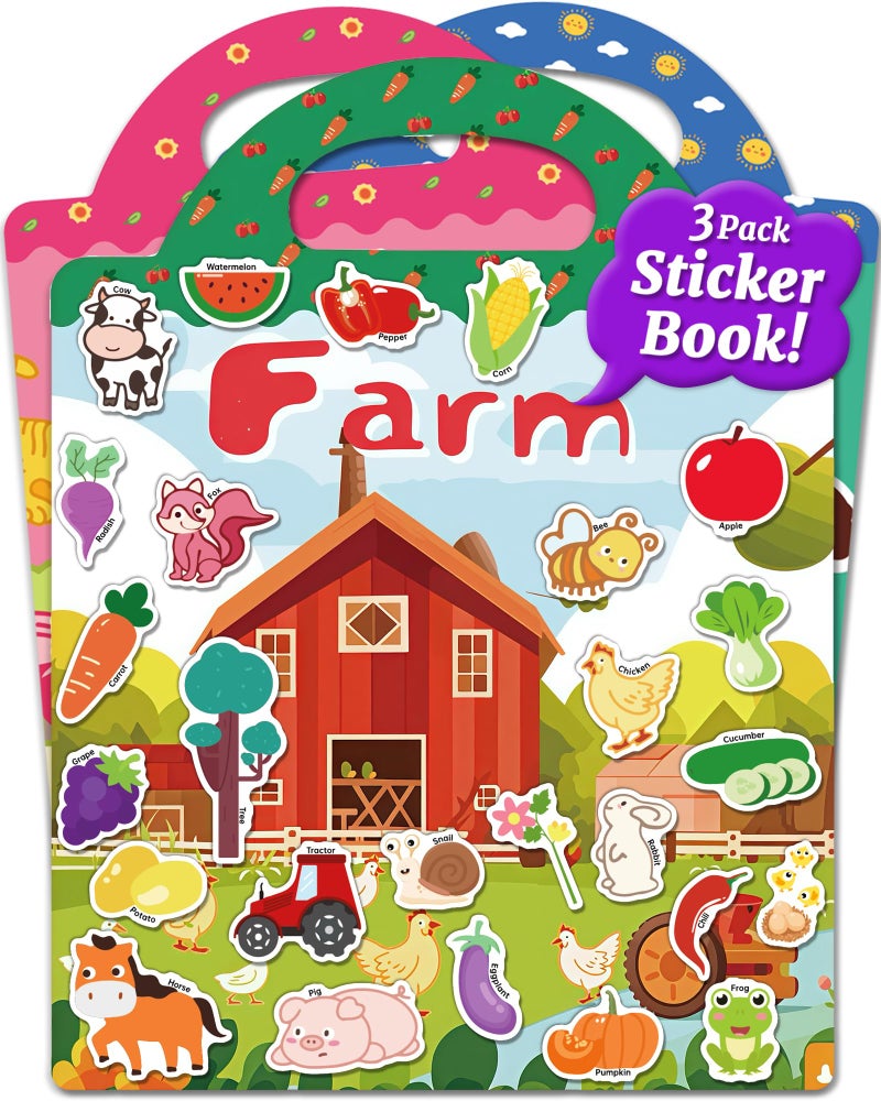 Benresive Reusable Sticker Book for Toddlers Stickers for Kids Toddler Travel Toys Activities Crafts Ages 3 and Up Birthday Gifts Farm Animal and Season - Image 2