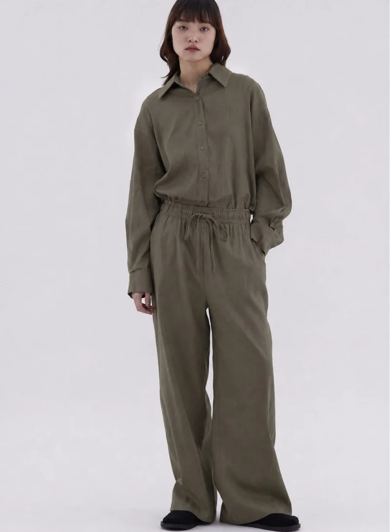 The Editor's Market Belena Drawstring Pants - Seaweed Linen