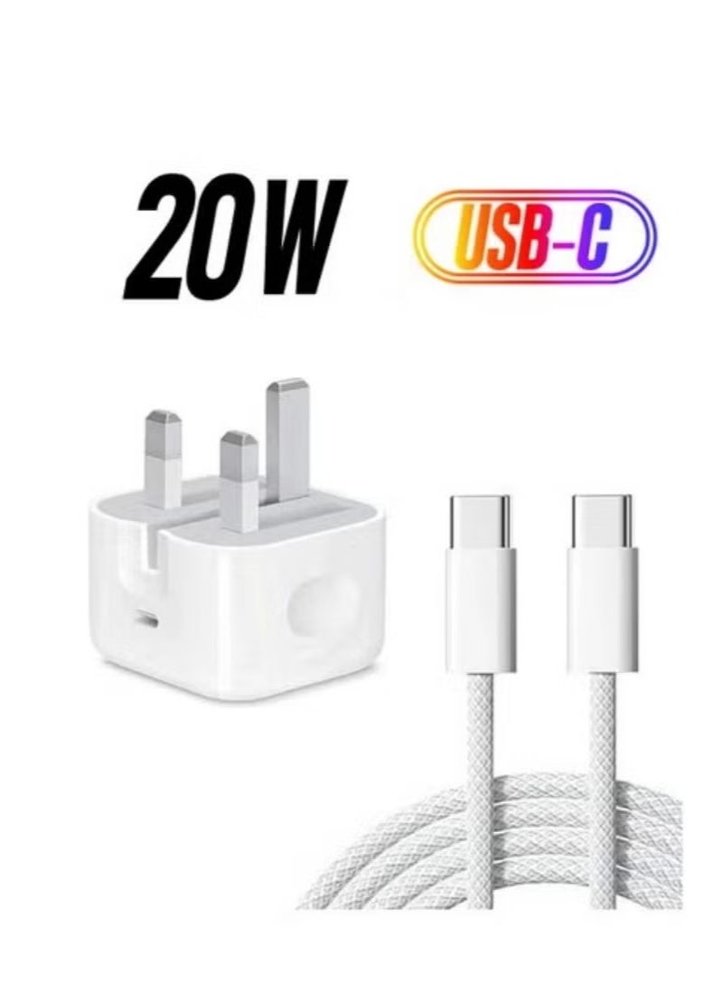 ZAMFA 20W Fast Charger for iPhone 15 / 15 Plus / 15 Pro / 15 Pro Max & All Other iPhones | USB-C Wall Fast Charger with 1M Type-C to Type-C Cable | Compatible with Samsung, Tablets & All USB-C Devices - Image 1