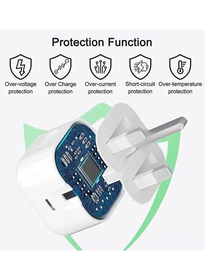 ZAMFA 20W Fast Charger for iPhone 15 / 15 Plus / 15 Pro / 15 Pro Max & All Other iPhones | USB-C Wall Fast Charger with 1M Type-C to Type-C Cable | Compatible with Samsung, Tablets & All USB-C Devices - Image 3