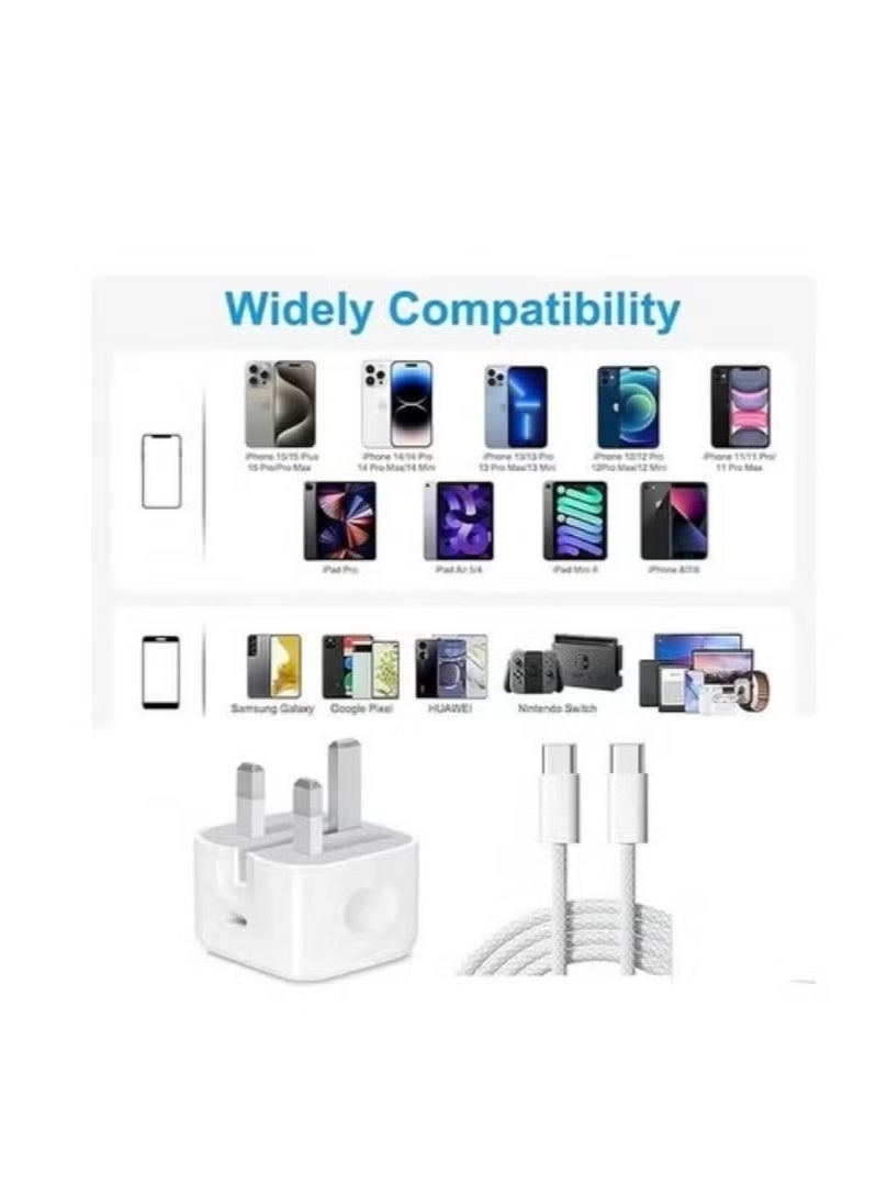 ZAMFA 20W Fast Charger for iPhone 15 / 15 Plus / 15 Pro / 15 Pro Max & All Other iPhones | USB-C Wall Fast Charger with 1M Type-C to Type-C Cable | Compatible with Samsung, Tablets & All USB-C Devices - Image 5