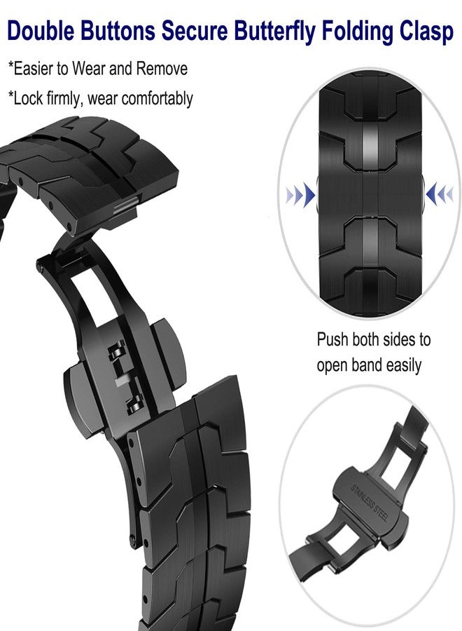 WINGLE Grade 2 Titanium Bands for Apple Watch Band Ultra 3/2/1 Band 49mm Series 11 10 46mm 45mm 44mm 42mm SE 3/2/1 Series 9 8 7 6 5 4 3 Men, Classy Business Lightweight Rugged iWatch Bands, Black - Image 5