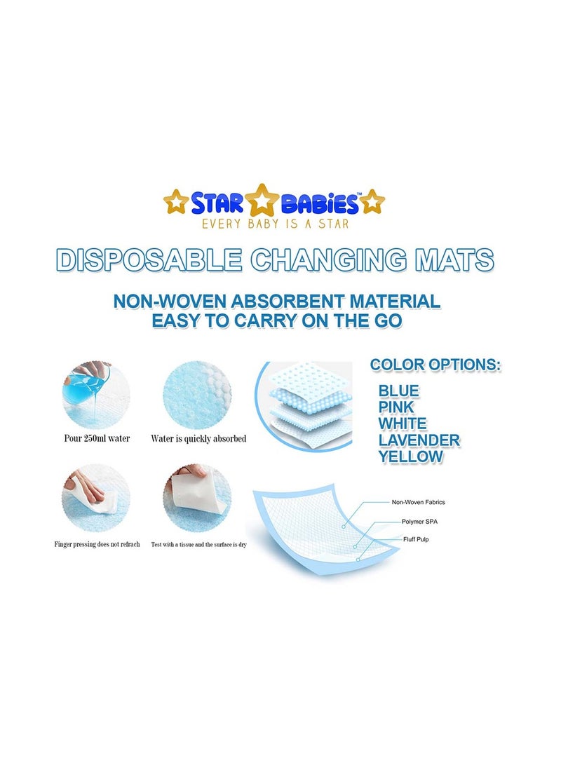 STAR BABiES Star Babies  Disposable Changing Mats - 45 x 60cm - Large Pack of 40 - Blue/Pink/White-Rainbow  - Image 3