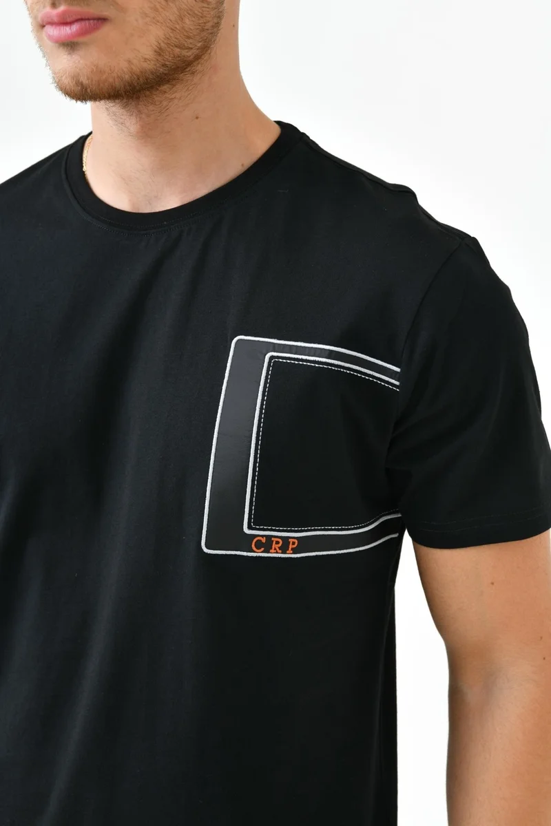 كرامب سبورت Black Embroidery Detailed O Neck Standard Pattern Men's T-Shirt