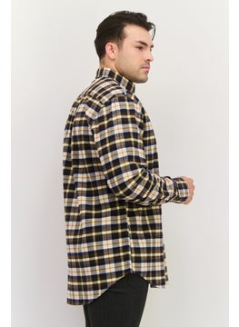 GANT Men Regular Fit Long Sleeve Plaid Casual Shirts, Navy  - Image 3