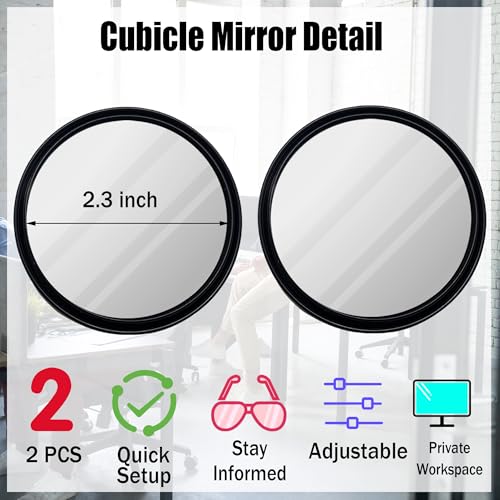 Aogigigio 2pcs Office Cubicle Mirrors - Adjustable Monitor Mirror to See Behind You, 2.3inch - Image 2