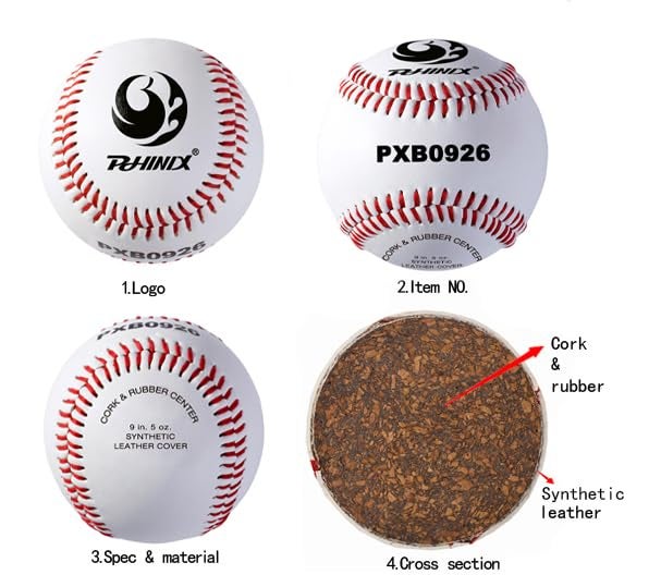 PHINIX Synthetic Leather Baseballs for Practice Recreation Use and Casual Games (PXB0926-One Dozen) (Box of 12) - Image 4