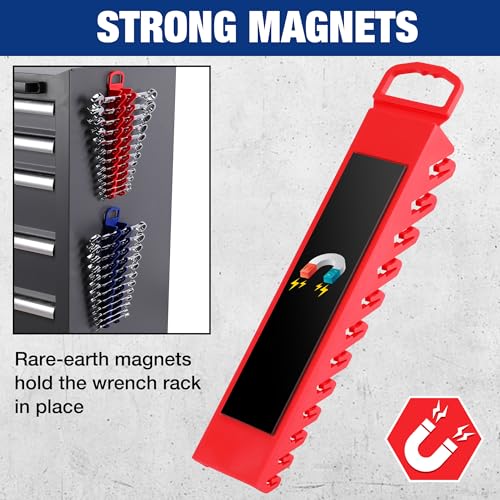 WORKPRO 2-Pack Magnetic Wrench Organizer, 12-Piece Gripper Wrench Holder for Stubby or Line Wrenches, Quality Wrench Rack Fits for SAE (1/4” to 15/16”) and Metric (6mm to 24mm), Flexible Teeth - Image 3