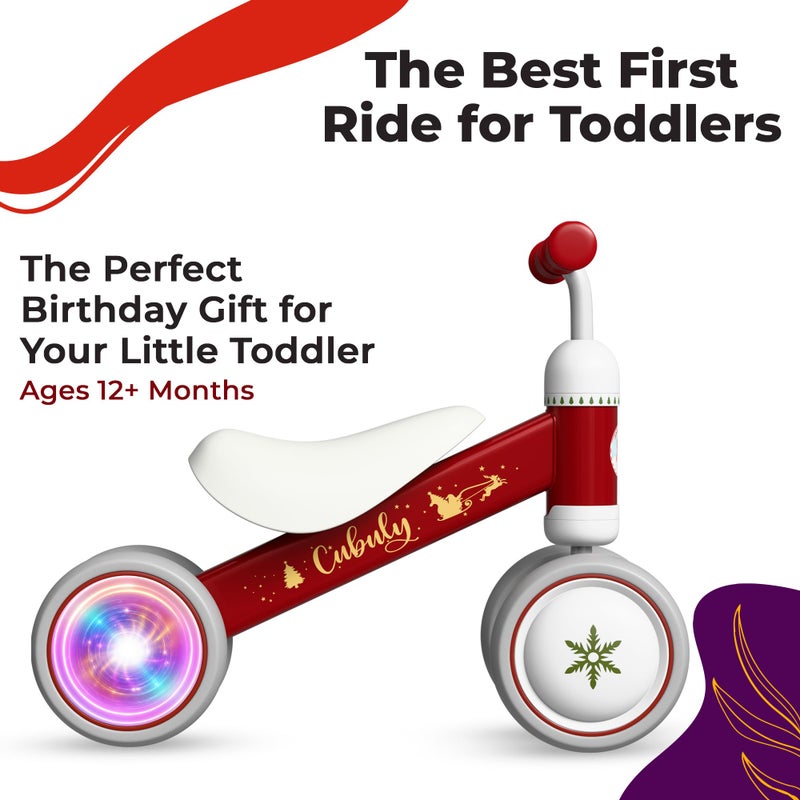 Cubuly Red Baby Balance Bike for 1-3 Year â€“ First Birthday Boy Girl Gifts 12-36 Month Mini Bike|Colorful Lighting Wheels|Ride on Toys |Toddler Balance Bike 1-3 Indoor/Outdoor - Image 4