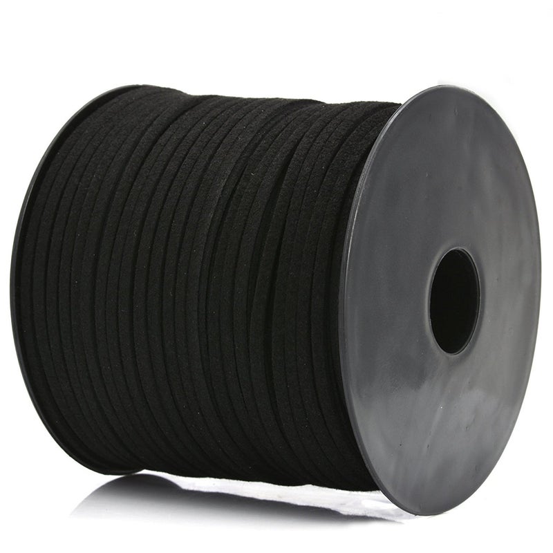 TamBee 3mm Leather String Cord, 100 Yards Faux Leather Cord for Jewelry Making, DIY Crafts, Shoe Lace, Arts - Flat Elastic Laces(Black) - Image 2