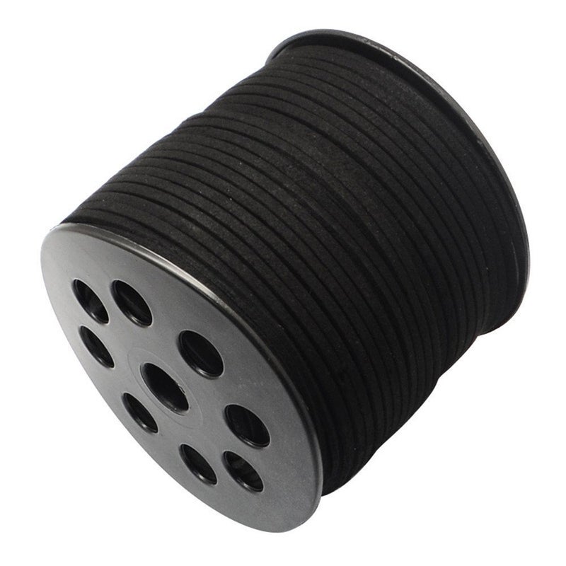 TamBee 3mm Leather String Cord, 100 Yards Faux Leather Cord for Jewelry Making, DIY Crafts, Shoe Lace, Arts - Flat Elastic Laces(Black) - Image 1