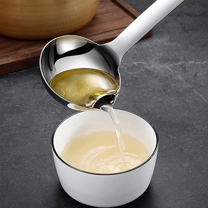 ELLEZZA ELLEZZA Stainless Steel Oil Soup Separator Spoon Oil Filter Spoon Cooking Spoon OilSeparated Spoon with Long Handle Grease Filter Spoon for Home Kitchen Hot Pot Fat Skimmer - Image 3