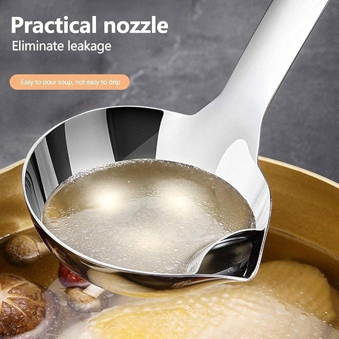 ELLEZZA ELLEZZA Stainless Steel Oil Soup Separator Spoon Oil Filter Spoon Cooking Spoon OilSeparated Spoon with Long Handle Grease Filter Spoon for Home Kitchen Hot Pot Fat Skimmer - Image 5