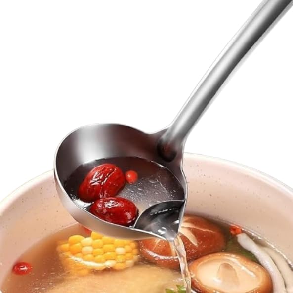 ELLEZZA ELLEZZA Stainless Steel Oil Soup Separator Spoon Oil Filter Spoon Cooking Spoon OilSeparated Spoon with Long Handle Grease Filter Spoon for Home Kitchen Hot Pot Fat Skimmer - Image 1