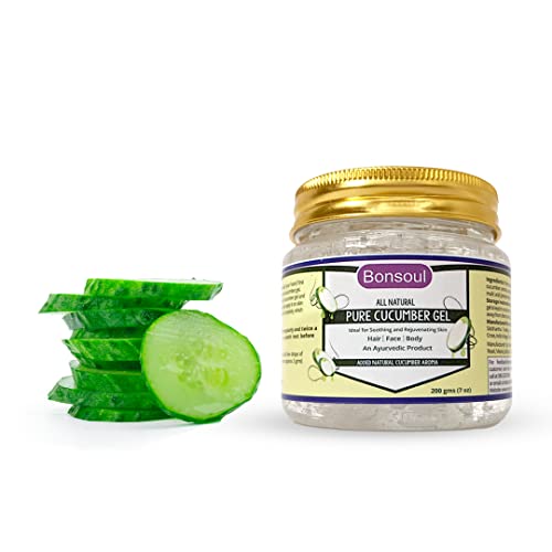BONSOUL All Natural and Pure Cucumber Gel | Ideal for Soothing & Rejuvenating Skin | Hair, Face and Body (200 GMS) - Image 2