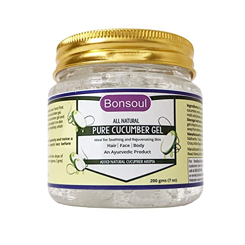 BONSOUL All Natural and Pure Cucumber Gel | Ideal for Soothing & Rejuvenating Skin | Hair, Face and Body (200 GMS) - Image 1