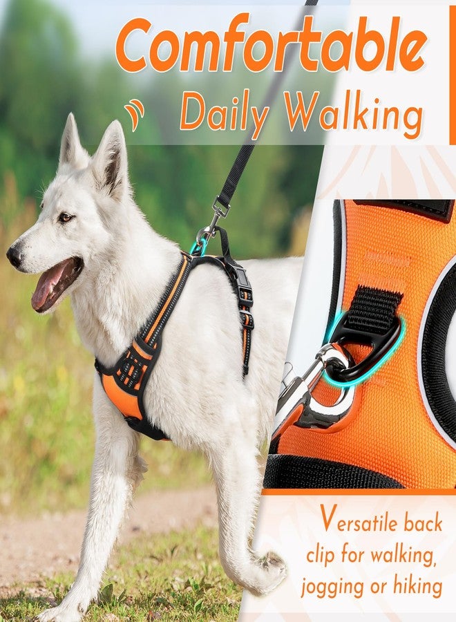 Eagloo Dog Harness for Large Dogs, No Pull Service Vest with Reflective Strips and Control Handle, Adjustable and Comfortable for Walking, No Choke Pet Harness with 2 Metal Rings, Orange, XL - Image 3
