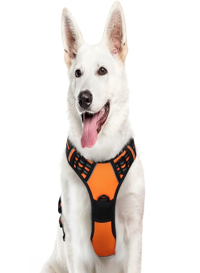 Eagloo Dog Harness for Large Dogs, No Pull Service Vest with Reflective Strips and Control Handle, Adjustable and Comfortable for Walking, No Choke Pet Harness with 2 Metal Rings, Orange, XL - Image 1