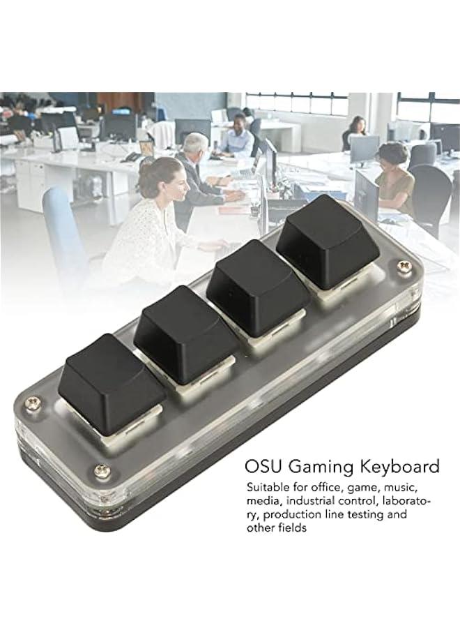 4 Keys Mini Keypad One Handed Mechanical Gaming Keyboard, Multifunctional Shortcut DIY Programmable Macro Keyboard, RGB Backlight, Plug and Play, OSU Gaming Keyboard for Office, Game, Music, etc. - Image 2