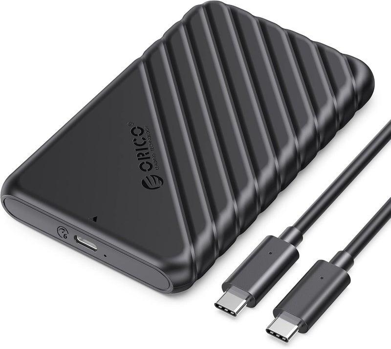 Orico USB C Hard Drive Enclosure with USB C to C Cable for 2.5 inch SATA SSD HDD 6Gbps External Hard Drive Case Tool-free with UASP for MacBook Pro Air,Black (25PW1C-C3) - Image 1