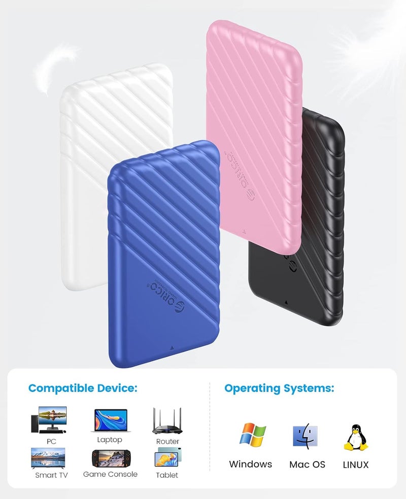 Orico USB C Hard Drive Enclosure with USB C to C Cable for 2.5 inch SATA SSD HDD 6Gbps External Hard Drive Case Tool-free with UASP for MacBook Pro Air,Black (25PW1C-C3) - Image 4