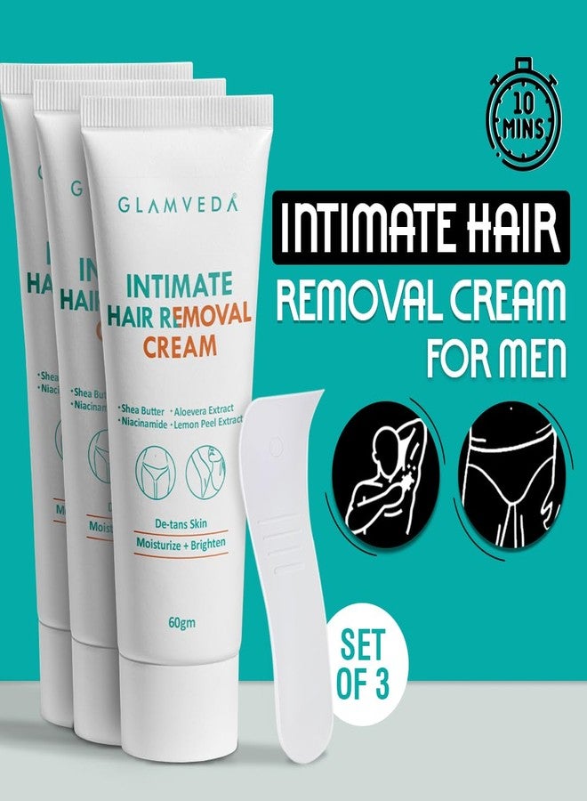 Glamveda Intimate Hair Removal Cream for Men 60g Pack of 3 | Pubic Hair Removal | Painless, Faster, Soothing | Brighten, Non Irritating | For Sensitive Body Areas | Body Hair Remover | All Skin Type - Image 2