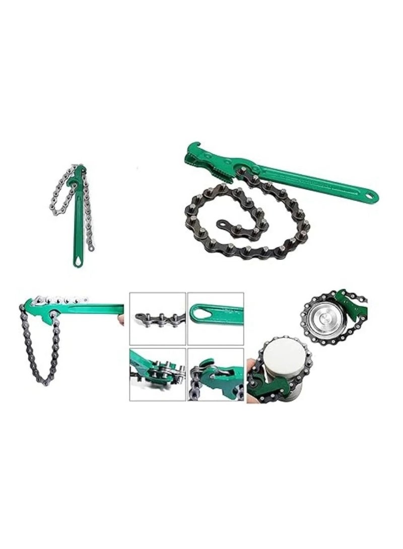 12"Chain Type Oil Filter Wrench–Heavy Duty Adjustable Chain Wrench Spanner Tool for Car - Image 2