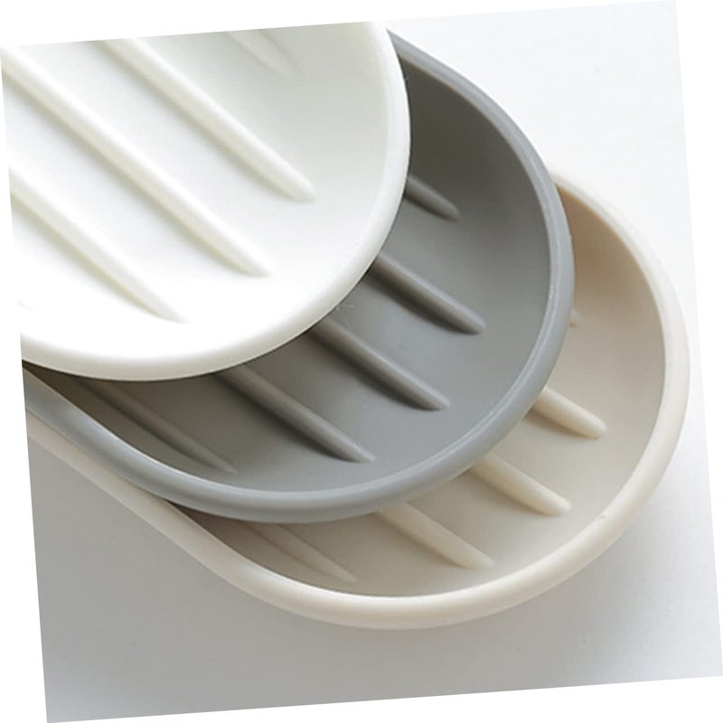 2Pcs Oval Soap Dish Holder with Drainage PP Material for Shower Kitchen Countertop - Image 3