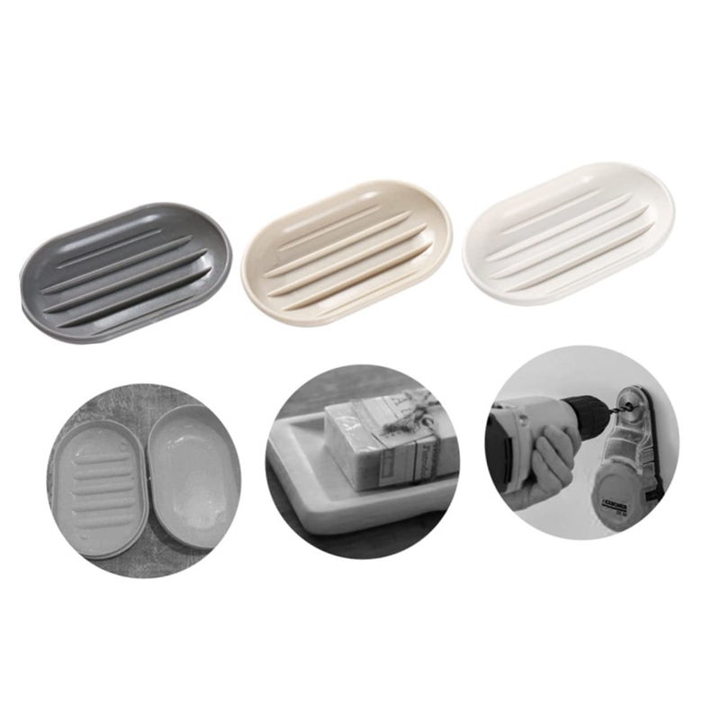 2Pcs Oval Soap Dish Holder with Drainage PP Material for Shower Kitchen Countertop - Image 2
