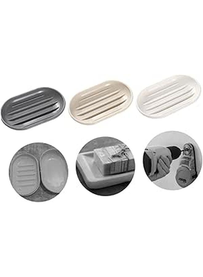 2Pcs Oval Soap Dish Holder with Drainage PP Material for Shower Kitchen Countertop - Image 1