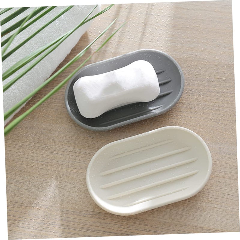 2Pcs Oval Soap Dish Holder with Drainage PP Material for Shower Kitchen Countertop - Image 5