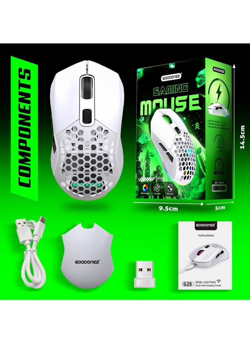 GOODONE2 - G28 Dual mode Wireless Mouse, 2.4G + BT5.1 USB Computer Mouse with 6-Level Adjustable 4800 DPI, Ergonomic Grips, 6 Buttons Portable for PC, Chromebook, Mac - Image 1