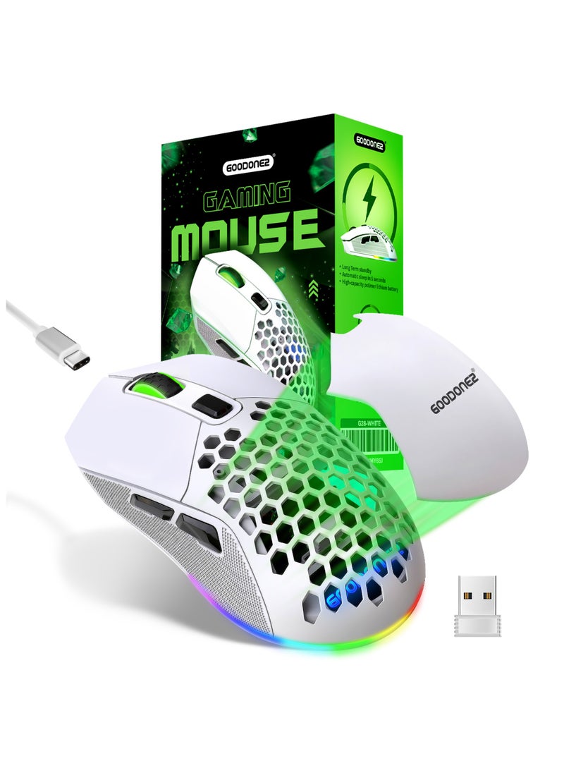 GOODONE2 G28 Dual mode Wireless Mouse, 2.4G + BT5.1 USB Computer Mouse with 6-Level Adjustable 4800 DPI, Ergonomic Grips, 6 Buttons Portable for PC, Chromebook, Mac  - Image 1