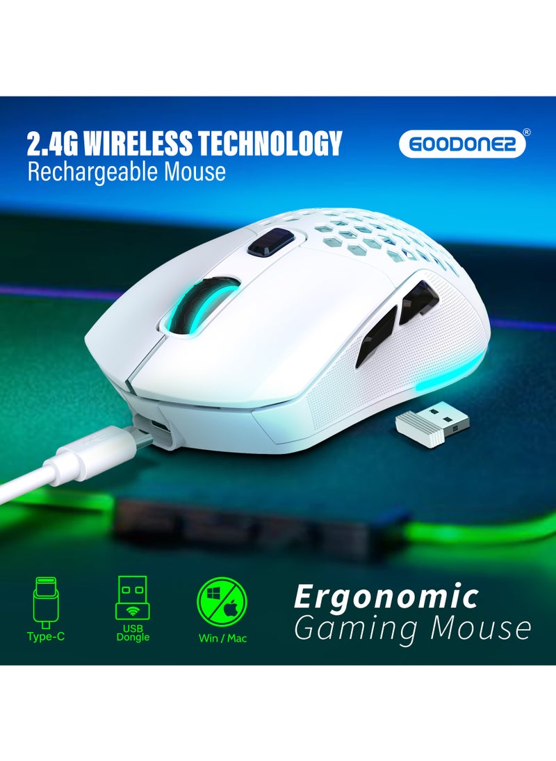 GOODONE2 - G28 Dual mode Wireless Mouse, 2.4G + BT5.1 USB Computer Mouse with 6-Level Adjustable 4800 DPI, Ergonomic Grips, 6 Buttons Portable for PC, Chromebook, Mac - Image 1