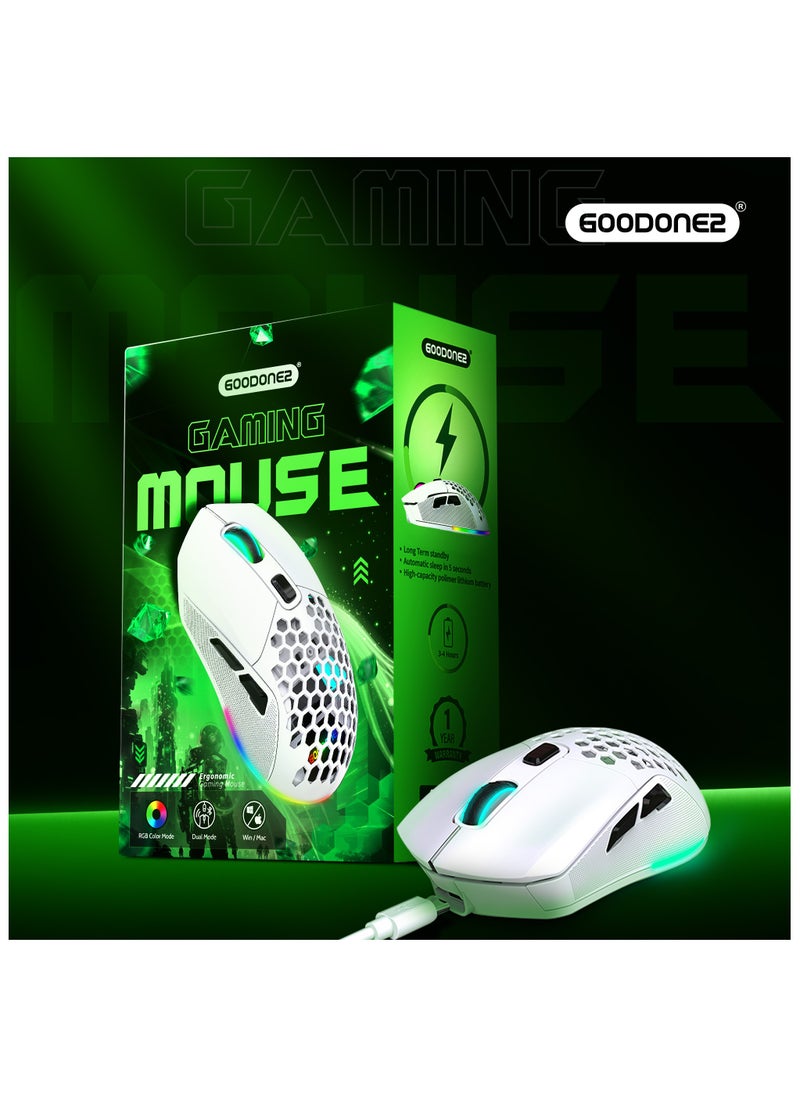 GOODONE2 G28 Dual mode Wireless Mouse, 2.4G + BT5.1 USB Computer Mouse with 6-Level Adjustable 4800 DPI, Ergonomic Grips, 6 Buttons Portable for PC, Chromebook, Mac  - Image 3