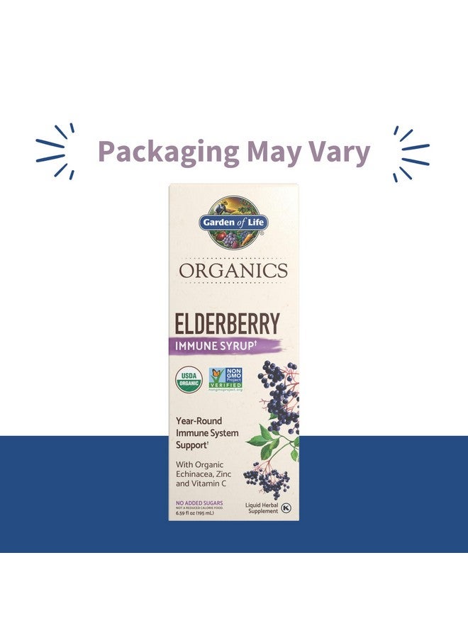 Garden of Life Organics Plant-Based Elderberry Immune Syrup 6.59 fl oz (195 Ml) for Kids & Adults: Sambucus, Echinacea, Zinc & Vitamin C, 0g Sugar, Organic Vegan Gluten Free Herbal Supplement - Image 2