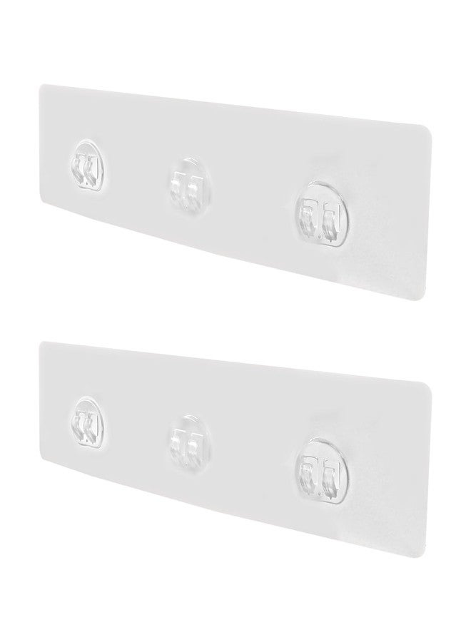 Uenhoy 2 Pcs Shower Caddy Adhesive Replacement with 3 Hook, No Drilling Adhesive Hook Sticker for Soap Holder & Bathroom Storage Shelves, Clear Self-Adhesive Hanging Hooks, 11.8" x 2.75" - Image 1