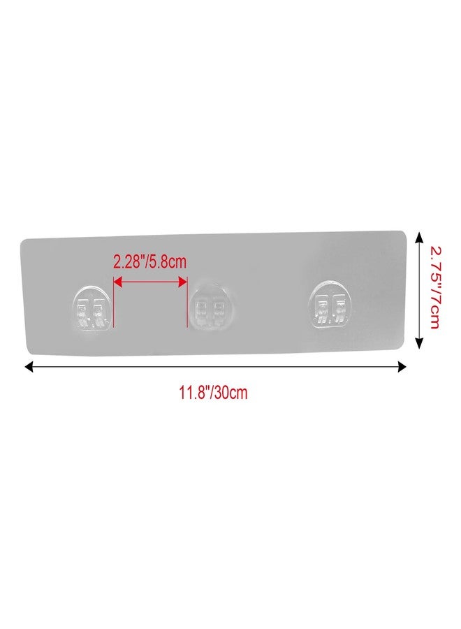 Uenhoy 2 Pcs Shower Caddy Adhesive Replacement with 3 Hook, No Drilling Adhesive Hook Sticker for Soap Holder & Bathroom Storage Shelves, Clear Self-Adhesive Hanging Hooks, 11.8" x 2.75" - Image 4