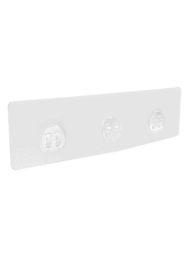 Uenhoy 2 Pcs Shower Caddy Adhesive Replacement with 3 Hook, No Drilling Adhesive Hook Sticker for Soap Holder & Bathroom Storage Shelves, Clear Self-Adhesive Hanging Hooks, 11.8" x 2.75" - Image 2