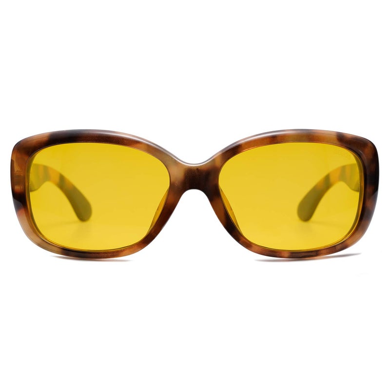 SOJOS Night Vision Glasses for Driving Women Polarized Anti Glare UV Protection Havana Frame SJ2111 with Brown Tortoise Frame/Night Vision Lens - Image 1