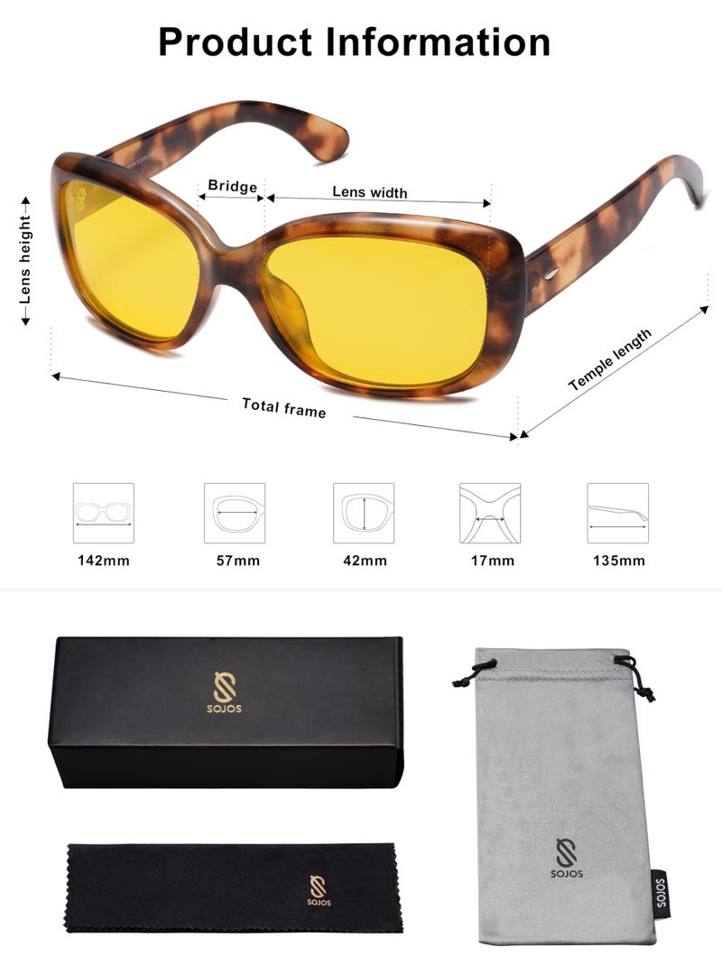 SOJOS Night Vision Glasses for Driving Women Polarized Anti Glare UV Protection Havana Frame SJ2111 with Brown Tortoise Frame/Night Vision Lens - Image 5
