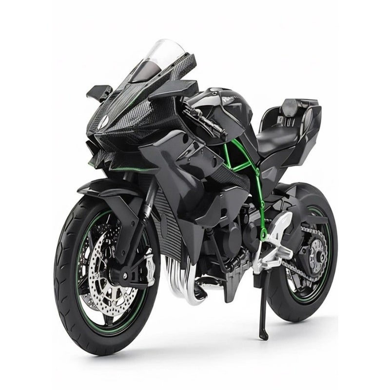 Risopen Compatible for 1:12 Kawasaki Ninja H2R Motorcycle Model Toy Die-cast Metal Mini Motorbike Toy for Boys and Adults Black Moto Model Collectible Gift - Image 1