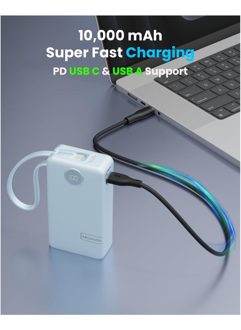 Moxedo Porta-Go+ Power Bank 10000 mAh 1 USB-C/ 1 USB-A Ports with Built-in USB-C Cable PD Fast Charging Compatible for iPhone 16/15 Series, Samsung, Huawei, Xiaomi, iPad - pzsku/ZC389F3B17CB0C16F5A8AZ/45/_/1737440895/476c97f0-645d-41ea-b69f-5233dd7377a1