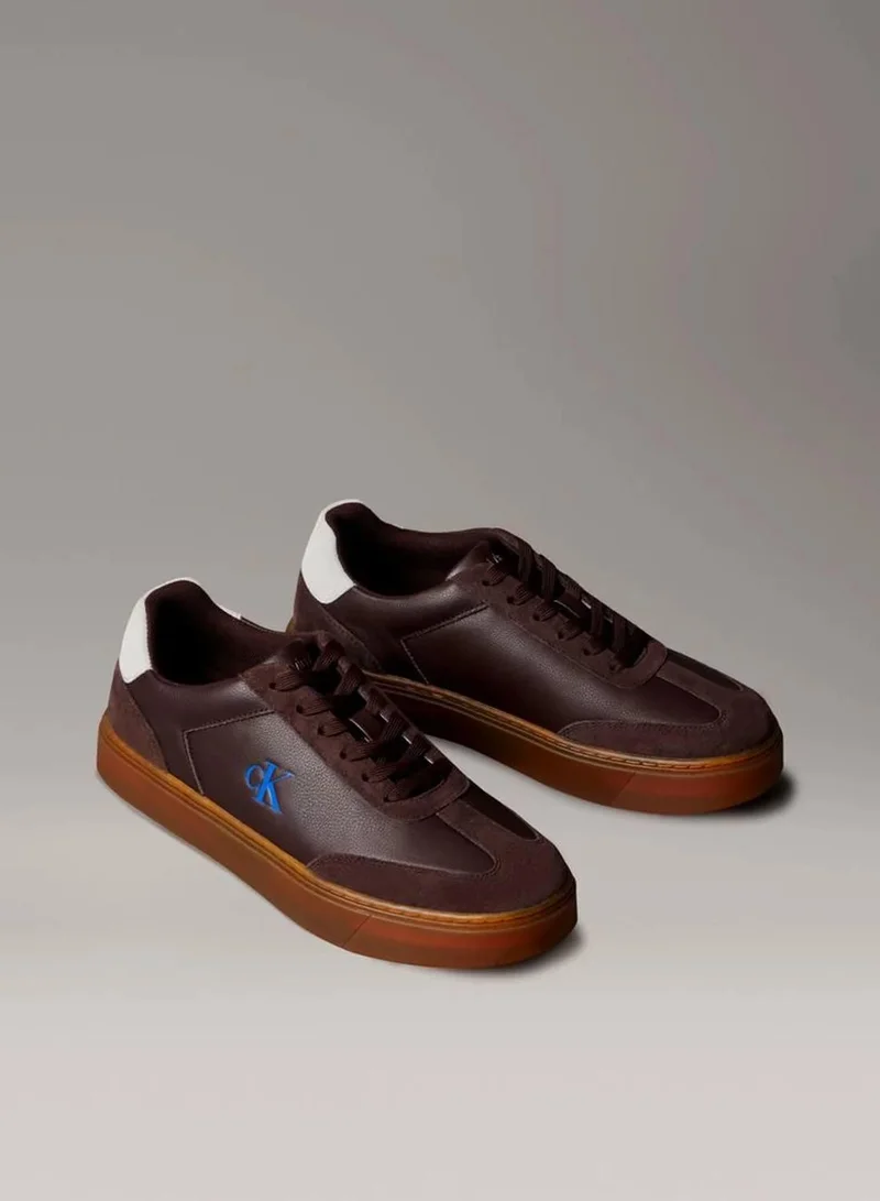 Calvin Klein Jeans Bordeaux/Chateau Tumbled Leather Flexible Sole Trainers for Men | Best Price UAE