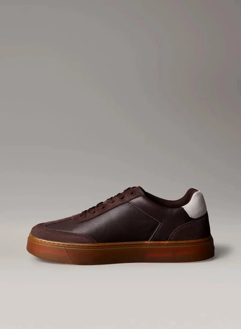 Calvin Klein Jeans Bordeaux/Chateau Tumbled Leather Flexible Sole Trainers for Men | Best Price UAE