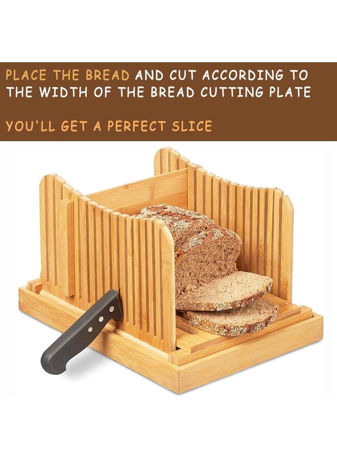 قطاعة الخبز؟قطاعة الخبز للخبز المنزلي، قابلة للطي وتعديل عرض التقطيع باستخدام لوح تقطيع الخيزران القوي، يصبح تقطيع الخبز أو حتى شرائح الخبز أمرًا سهلاً. - Image 2