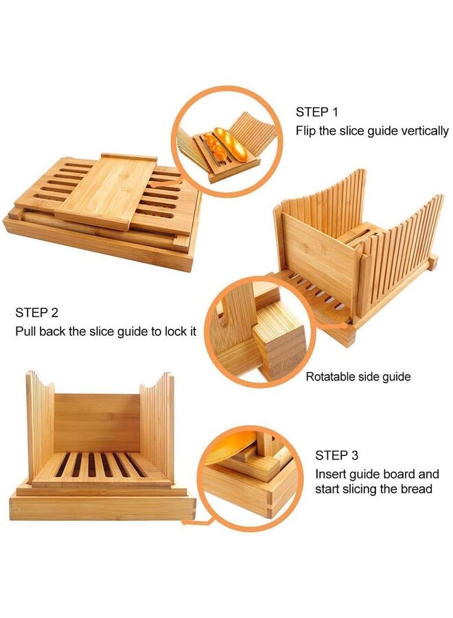 قطاعة الخبز؟قطاعة الخبز للخبز المنزلي، قابلة للطي وتعديل عرض التقطيع باستخدام لوح تقطيع الخيزران القوي، يصبح تقطيع الخبز أو حتى شرائح الخبز أمرًا سهلاً. - Image 3