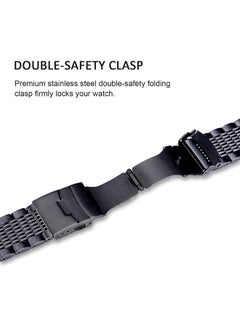 DEALELE Bands Compatible with iWatch 42mm 44mm 45mm 49mm, Solid 15-Rows Stainless Steel Metal Replacement Strap for Apple Watch Series 8 / 7 / 6 / 5 / 4 / 3 / SE / Ultra Women Men (Black)  - Image 5