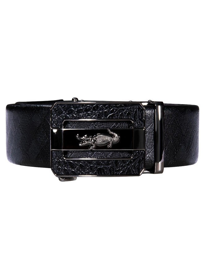 Dubulle Belt for Men Black Ratchet Automatic Buckle Designer Emnossed 1 3/8 Leather Gift Business Casual - Image 4