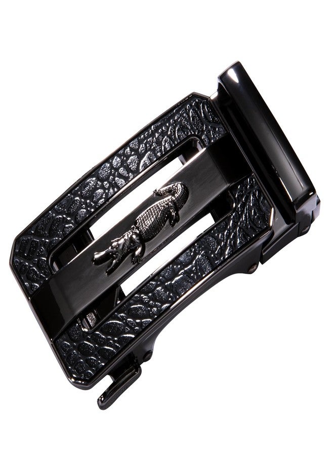 Dubulle Belt for Men Black Ratchet Automatic Buckle Designer Emnossed 1 3/8 Leather Gift Business Casual - Image 2